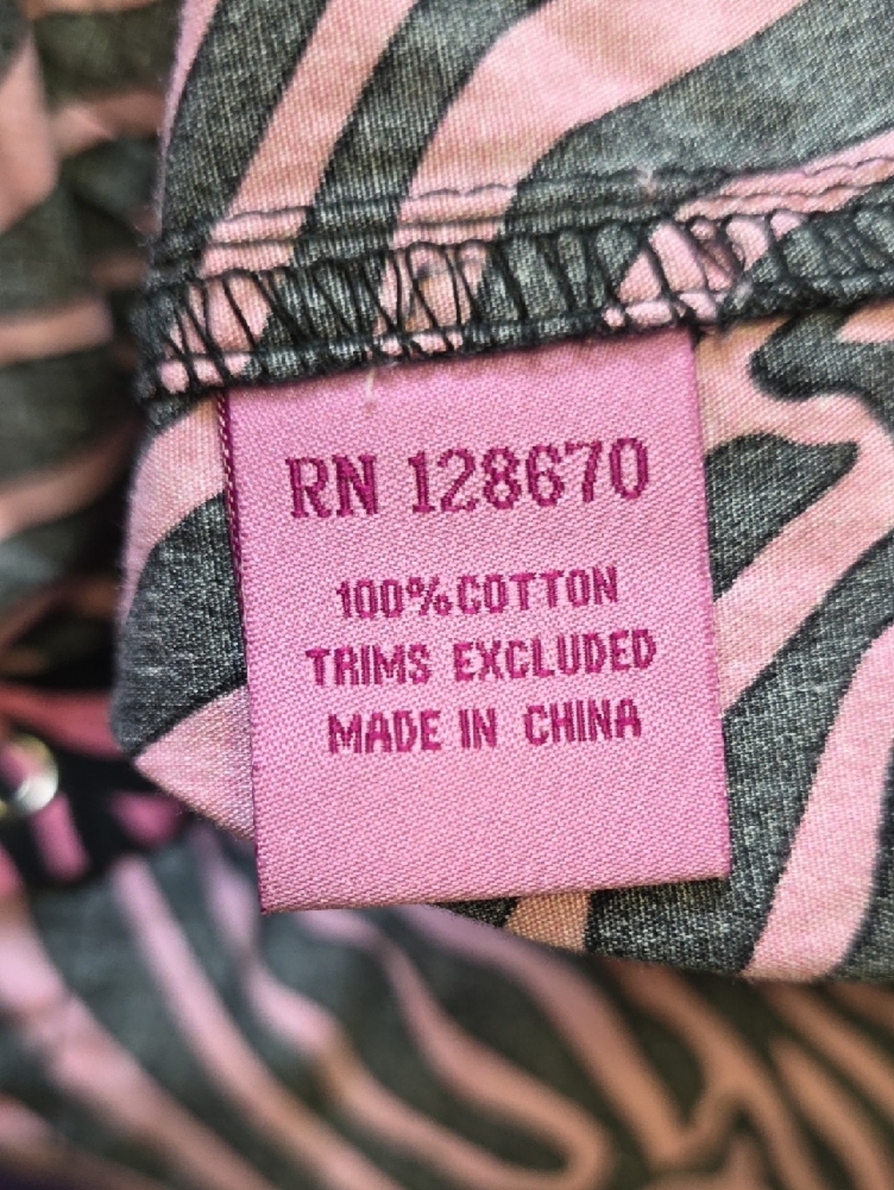 Womens's Pink & Black Zebra-Print Button Down Shirt - Picture 13 of 13